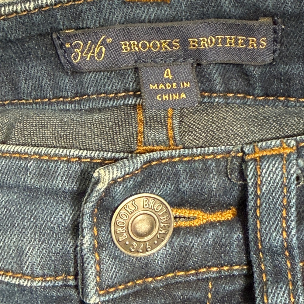 Brooks Brothers 346 Womens Dark Indigo Straight Leg Jeans Size 4 Mid Rise Denim - Picture 3 of 6
